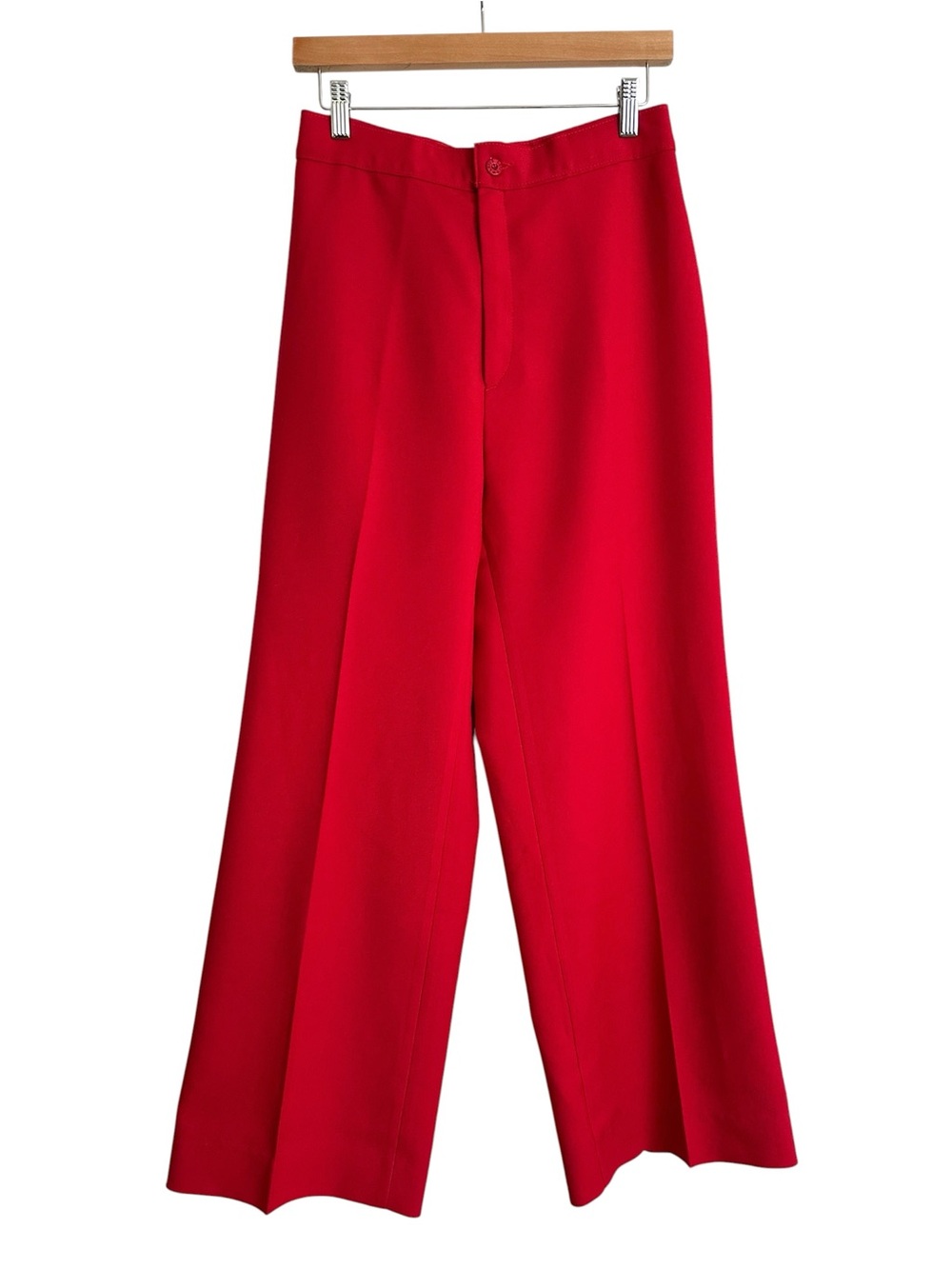 Vintage LEVI’S Red Wide Leg Pants 1970s Mod Disco High Rise Sailor Trousers
